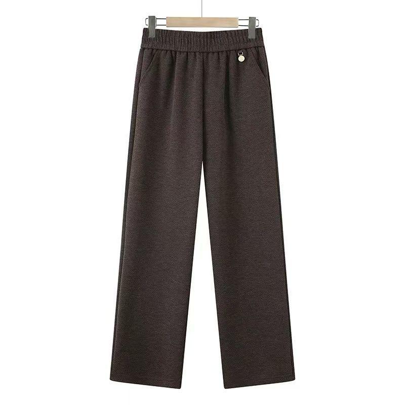 2025 Autumn/Winter Wool Blend High-Waisted Wide-Leg Pants for Middle-Aged & Elderly Women - Comfy, Stylish, Warm.