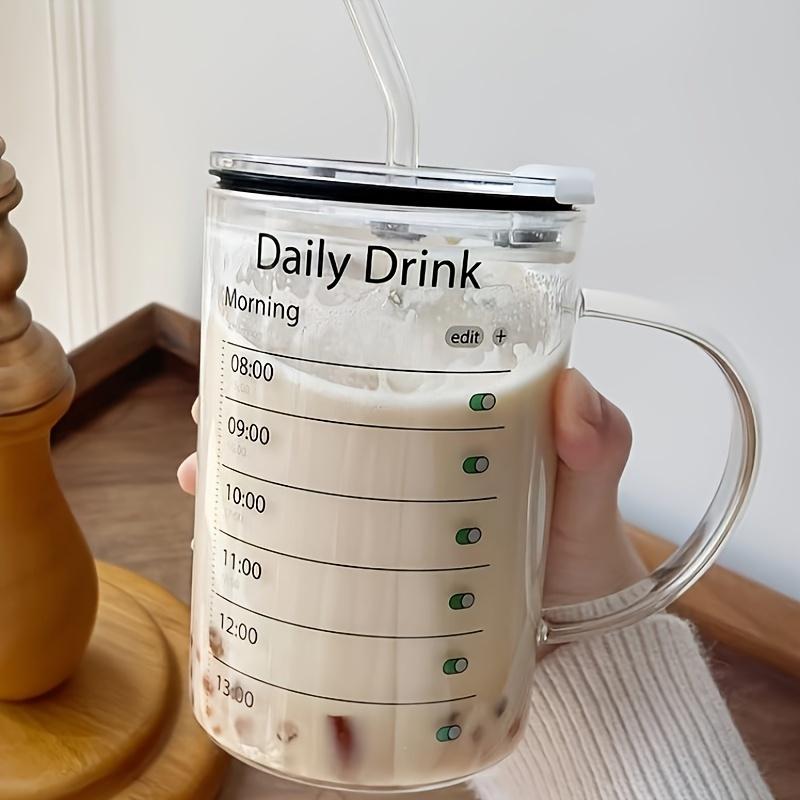 1 st 1L Högt Borosilikatglas Mugg med Lock och Sugrör Stor Kapacitet Vattenkopp Iced Coffee Muggar Dricksglas Dryckesvaror Gåvor