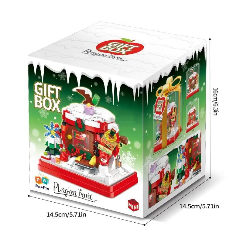 714PCS Christmas Eve Apple House Building Blocks Diy Creative Gift Box Model Assembly Bricks Creative Desktop Deco Kid Toys Gift