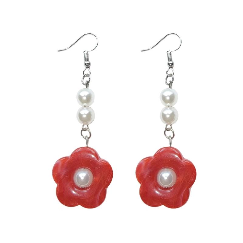 1 Pair Minimalist Punk Hip Hop Geometric Pearls Flower Earrings Hyperbole Cool Earrings for Women Aesthetic Ear Jewelry