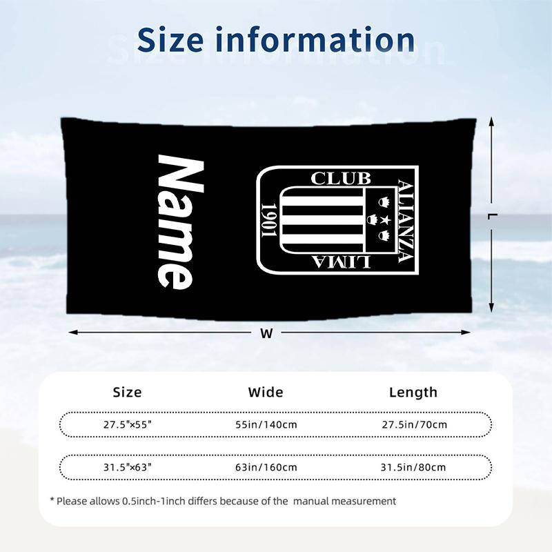 Alianza Lima Custom Name Printed Beach Towel Personalized Soft Towel For Swimming Beach Travel