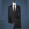 2ks/sada Muži Business Outfit Klopa Dlouhý rukáv Jednořadový oblek Kabát Jednobarevný oblek Kalhoty Set Slim Fit Workwear