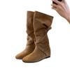 Inner height increase, soft fold and thin medium boots, children's autumn new round head buckle belt, western cowboy boots
