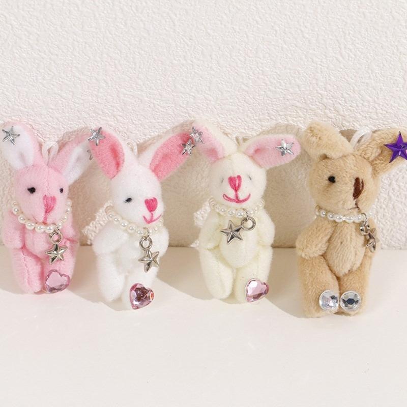 Soft and Adorable Rabbit Plush Toy with DIY Accessories Exquisite Rabbit Keyring Decoration Cute Rabbit Keychain Pendant