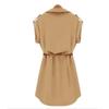 SCIONE Damen Kleid Frühling Sommer Damen Damen Einfarbig Chiffon A-Linie Rock Mid-Taille Kleid