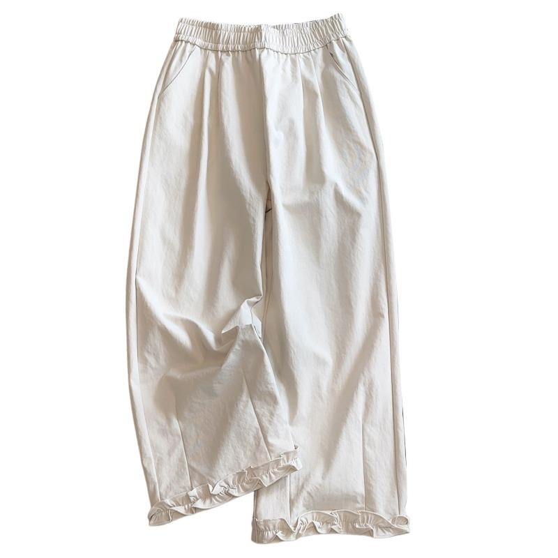 Design Sense Fungus Edge Splicing Wide-leg Pants Women's Early Autumn New Women's Straight Nine-point Casual Pants Tide