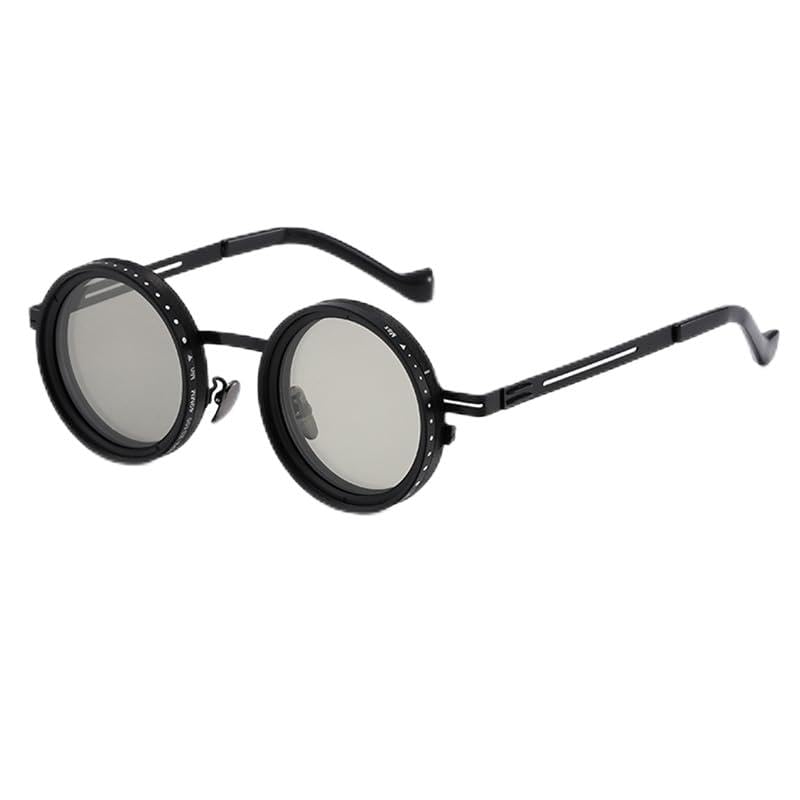 [FEISEDY] 9-Level Adjustable Polarized TAC Sunglasses, Metal Frame, Round Shape, UV400 UV Protection (Levels 1-9), Adjustable Lenses, All-Weather,