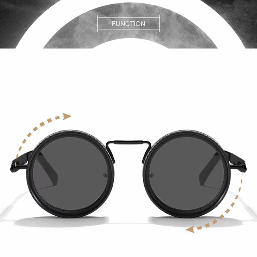 Manual Rotating Fishing Sunglasses Round Frame ND Filter Sunglasses Driving