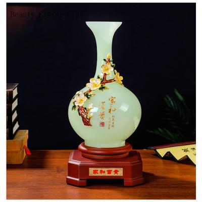 1 peça de vaso de jade de vidro decoração casa sala de estar armário de vinho decoração artesanato presente de inauguração de casa vaso de cerâmica