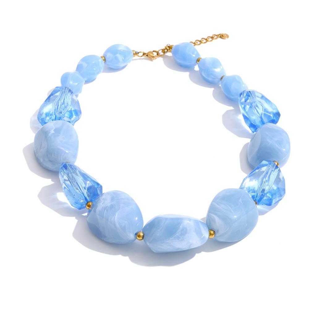 Yhpup 2026 Arrivals Acrylic Resin Chain Statement Necklace Waterproof Handmade Jewelry Green Blue Beige Yellow Amber Accessories