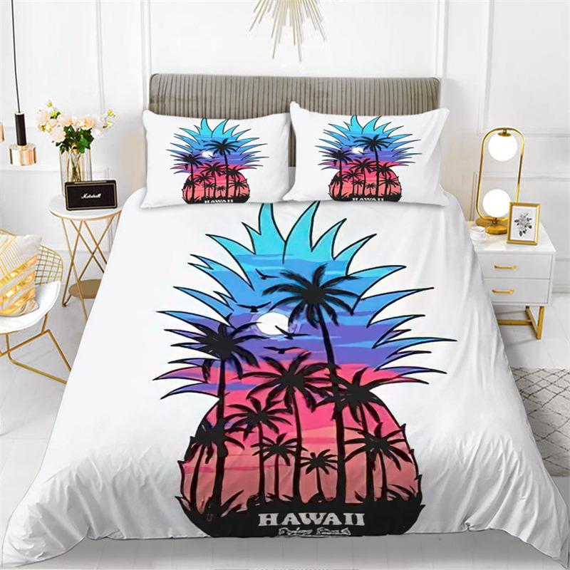 Niedliches Schickes Frucht-Bettwäscheset für Kinder Mädchen Jungen Zimmerdekor Tropischer Ananas Kirsche Granatapfel Druck Bettbezug Kissenbezüge