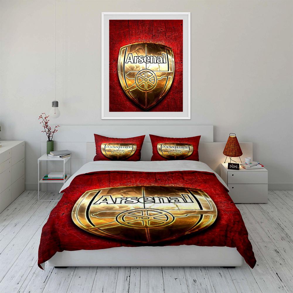 Arsenal Logo Set Biancheria da Letto Rossa Copripiumino Federe Decorazione per la Casa (1 * Copripiumino 2 * Federe, senza piumino)