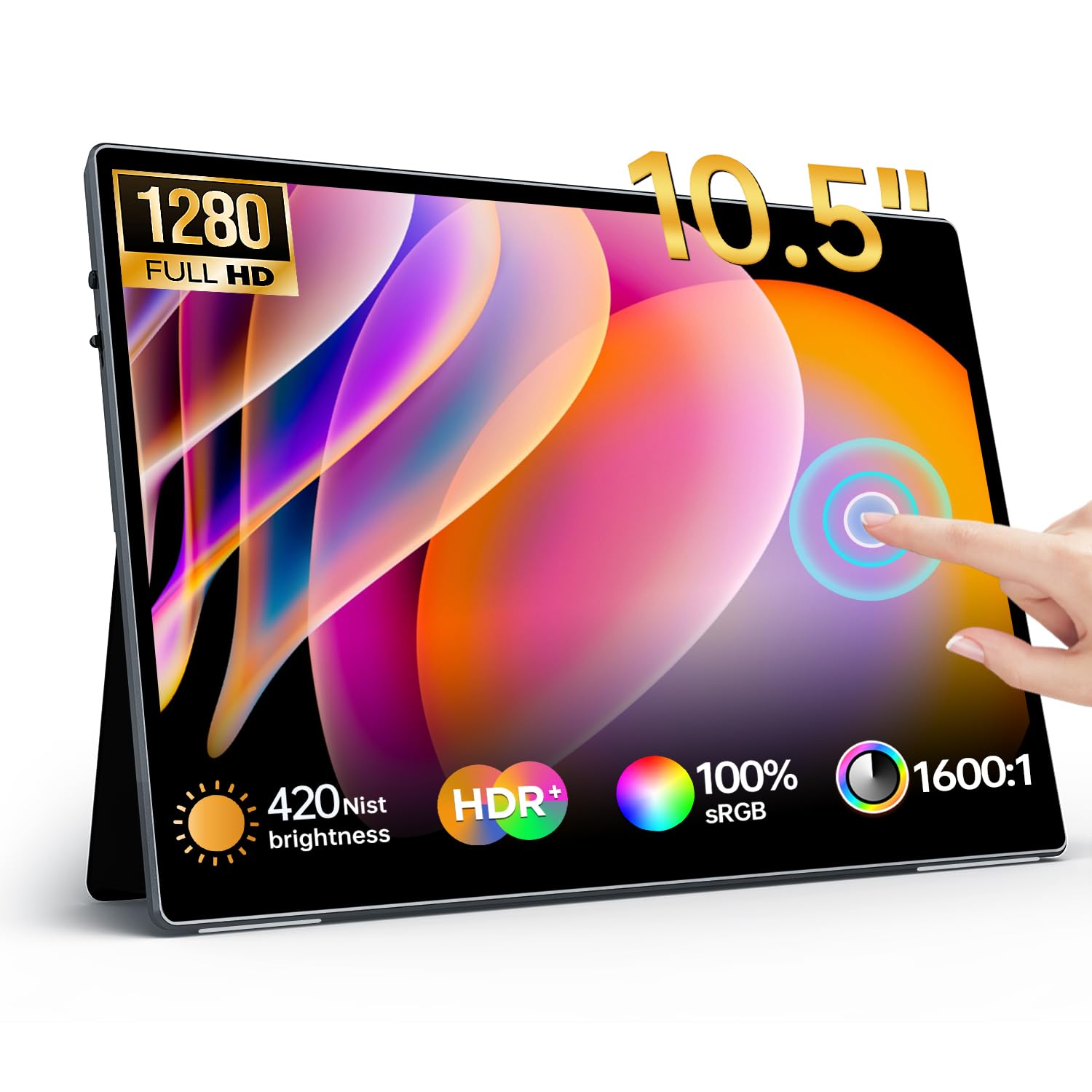 

Mobile Monitor Inch Touch Panel Screen Ratio Portable Monitor Mobile Display High Brightness 420nits IPS Panel sRGB Wide Color Gamut HDR Compatible сірий колір