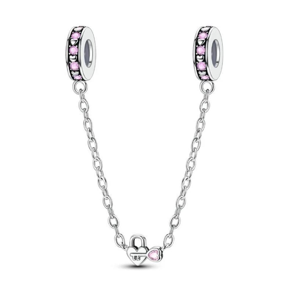 Charms Lucchetto Chiave in Argento 925 Ciondoli a Forma di Cuore per Bracciale Gioielli Fai da Te Regalo