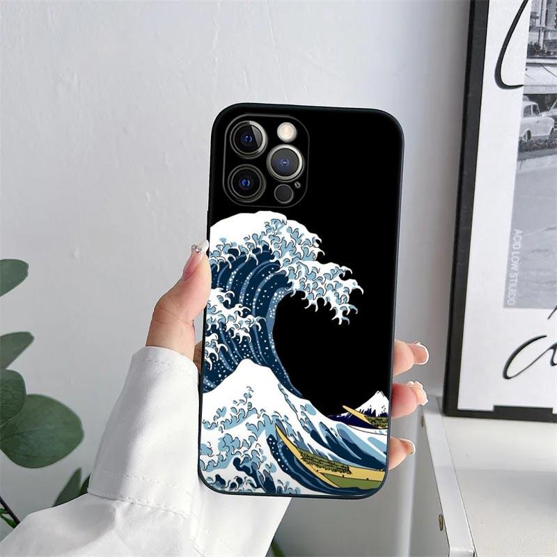 

Katsushika Hokusai Japanese Art Great Wave Phone Case for iPhone 11 15 Pro Max Case 14 Plus 13 Pro 12 11 X XS XR 8 SE Soft Cover iPhone 15
