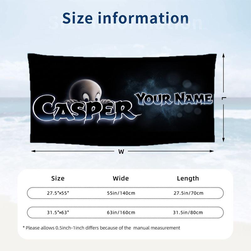 Custom Text Beach Towel, Soft Absorbent Swimming Multi-use TowelCasper the Friendly Ghost
