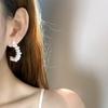 Korean Irregular Pearl C-Shaped Women's Earrings - Niche Design, High-End Cold Style, Super Fairy White
