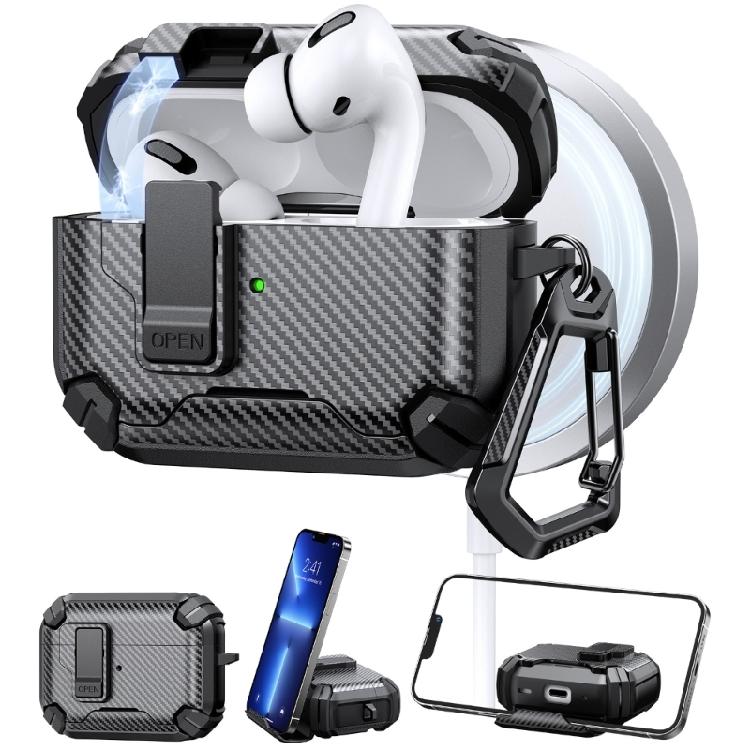 Wireless Charging Box For Pods 3rd Protective Case Anti Drop Design with Phone Stand Function Auto Locking Mechanism