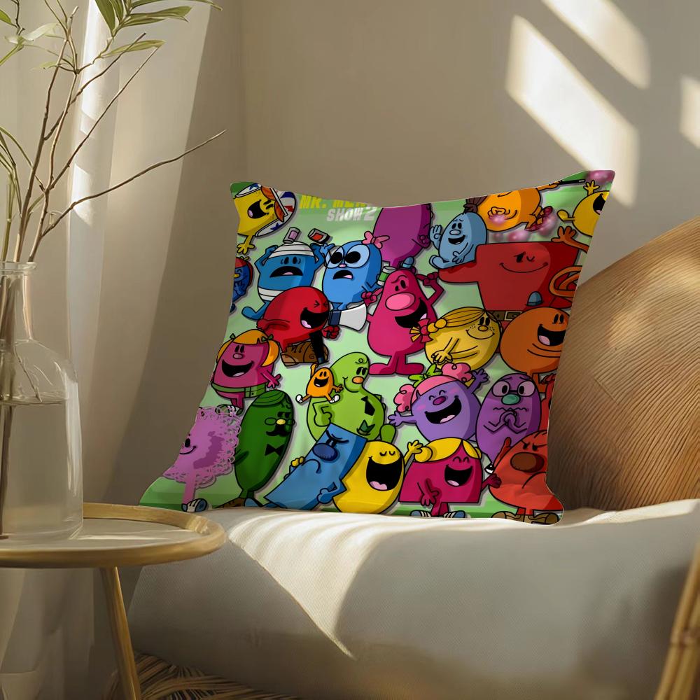 Cute Mr. M-Men Cushion Cover Soft Short Plush Pillow Cover Smooth Cozy Texture Aesthetic Cushion Case Home Decor