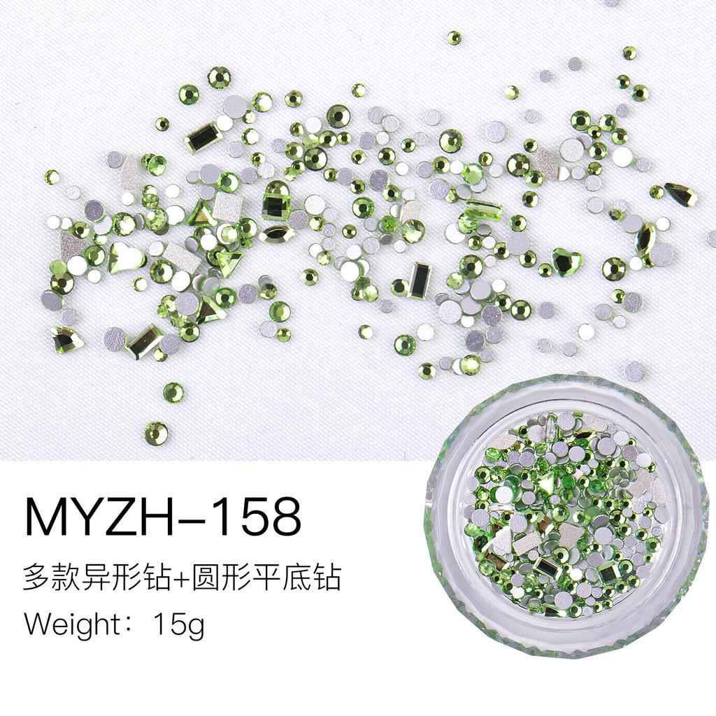 Mini Small Nail Art Mixed Warm Elf Aurora Flat Bottom Special-Shaped Diamond Diy Round Box