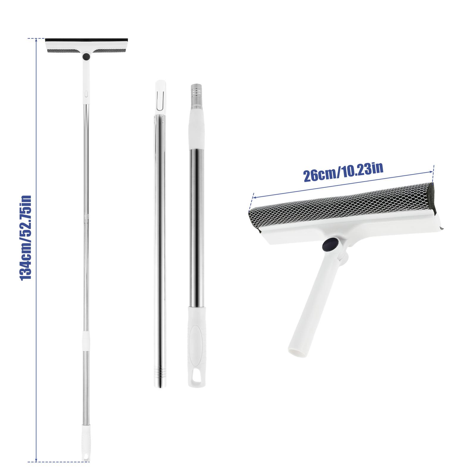 

Щетка для мытья окон с регулируемой удлиненной ручкой, двухсторонняя швабра для мытья стекол с силиконовым скребком для домашнего инструмента для уборки белый