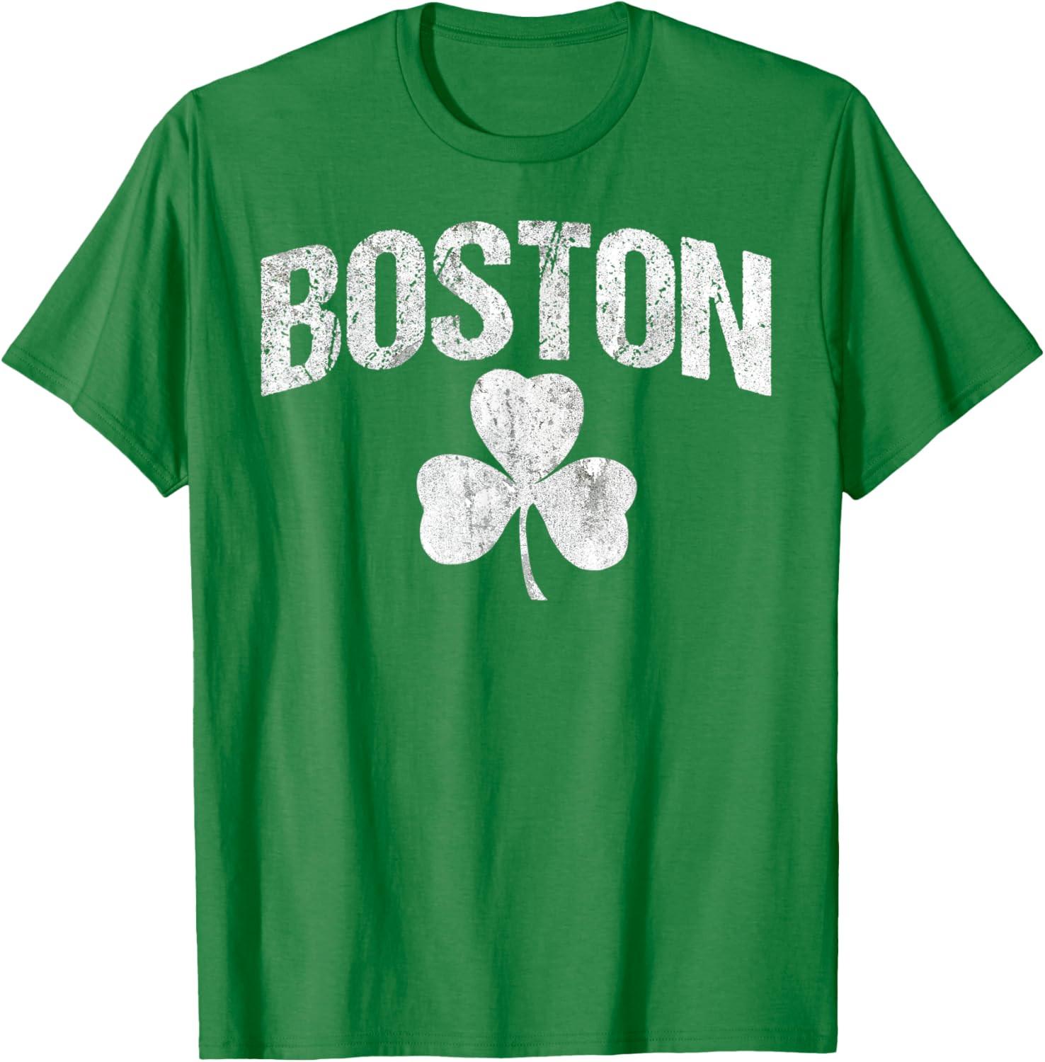 Boston St Patricks Day Boston Distressed Shamrock Irish T Shirt S