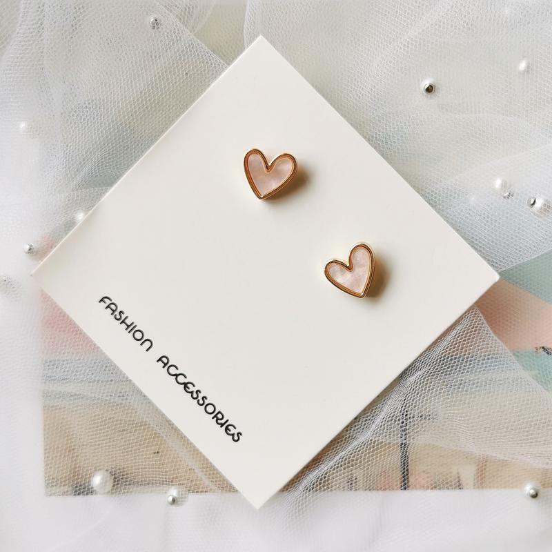 French Retro Heart Stud Earrings For Women Girl Korean Love Drop Glaze Aesthetic Daily Life Minimalist Fashion Jewelry Gift