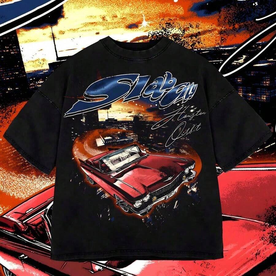 Houston Debut Vintage Convertible Oversized Print TShirt Featuring A Red American Vintage L