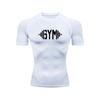 Men's White Compression T-Shirt with Black GYM Dumbbell Print Elastic Quick Drying Breathable Moisture Wicking Gym Workout & WeightliftingTraining Top