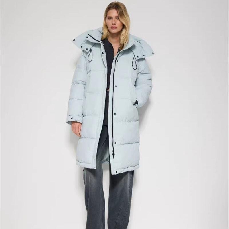Foreign Trade Original Order Ozhouzhan New Autumn and Winter Thick Long Double Zipper Head Pocket Warm Women Hood Cotton-padded Jacket