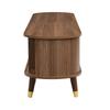 TV Cabinet 175 Cm with Rattan Sliding Door, Walnut Look & Lots of Storage Space - Country Style Table with Open Compartments, Drawers - Natural Design