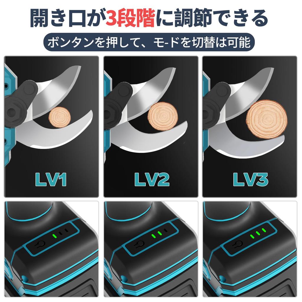 Improved 18V Cordless Rechargeable Electric Pruning Shears with a 42mm Cutting 3 Adjustable Opening Angle Makita 18V High PSE Display Shows Cuts and