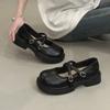 British style platform small leather shoes women's summer French flat-soled single shoes 2025 new models with skirts love Mary Jane shoes