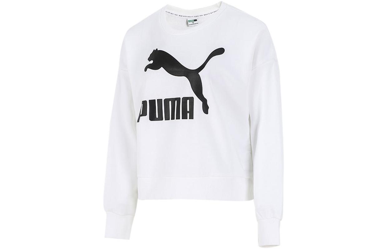 PUMA Sweatshirts Women s White Crew Neck Moderate Regular 531382-02 XL