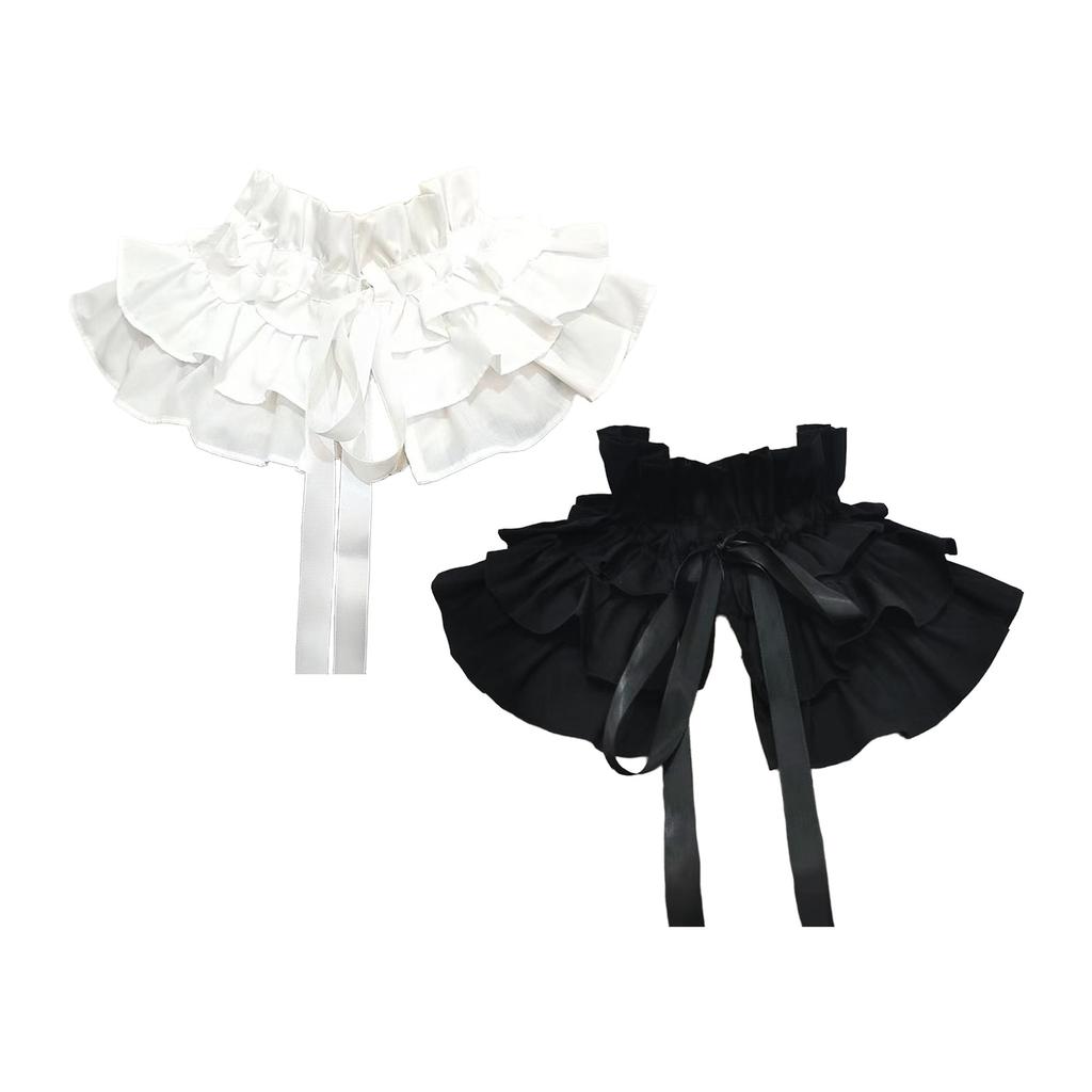Black Detachable Ruffled Lace Collar Feminine Fashion Accessory Easy To Wear With Any Outfit