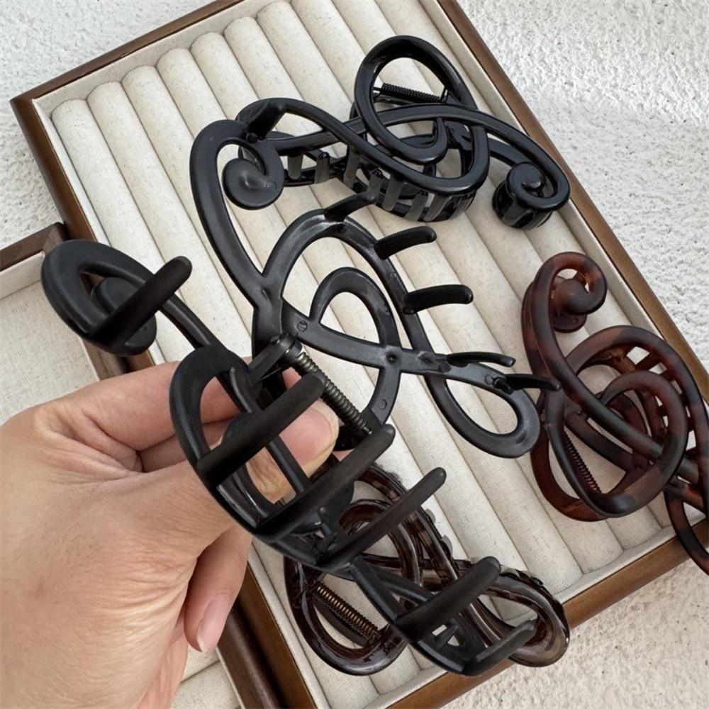 Solid Color Musical Note Hair Clip Non-Slip Large Barrettes Retro Hair Claw Clips Women