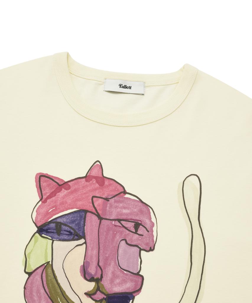 FALLETT Cubism Nero Short Sleeve T-Shirt Ivory