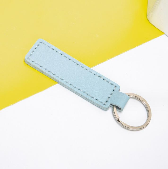 Cross PU Leather Keychain with Double-Sided Stitching: Customizable Logo Leather Pendant for Men and Women Car Keyring