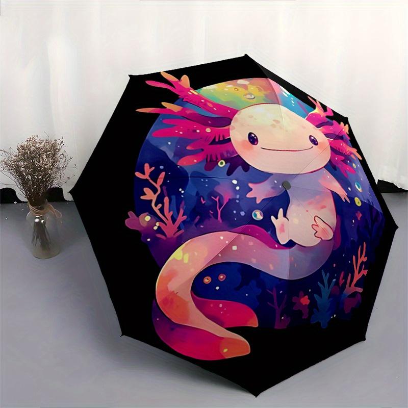 1pc Cute Axolotl Automatic Opening and Closing Umbrella - Lightweight 3-Fold Design, Suitable for Fans, Travel, Daily Use - Official Product, Int