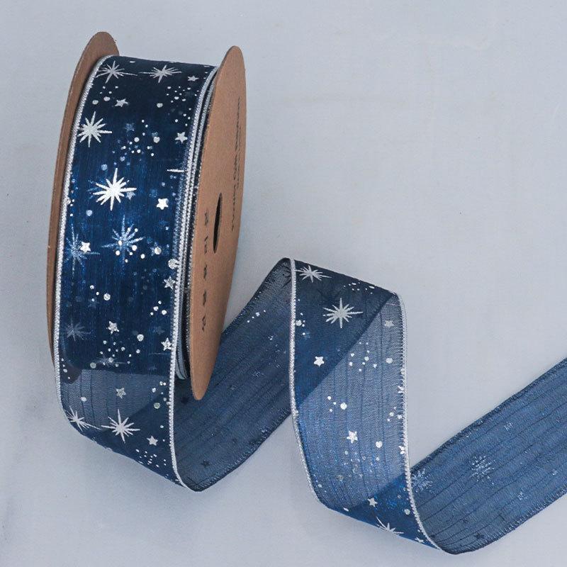 

4Yards/Roll Starry Sky Yarn Ribbon, Flower Packaging Bouquet Ribbon Bow Handmade DIY