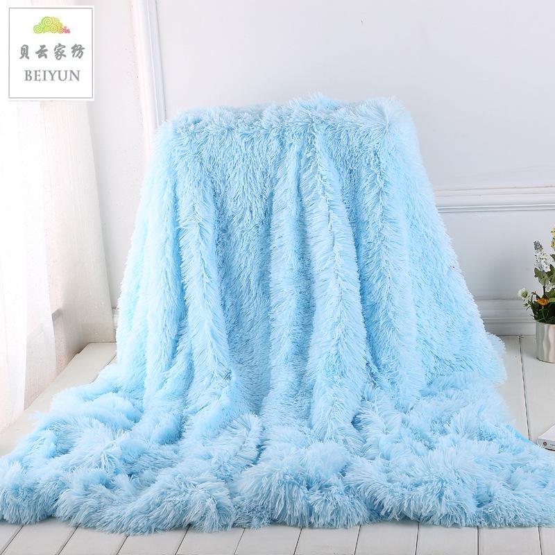 INS Large Flannel Blanket Four Seasons Long Shaggy Plush Blankets For Couch Sofa Bed Winter Warm Soft Fluffy Faux Fur Bedspread