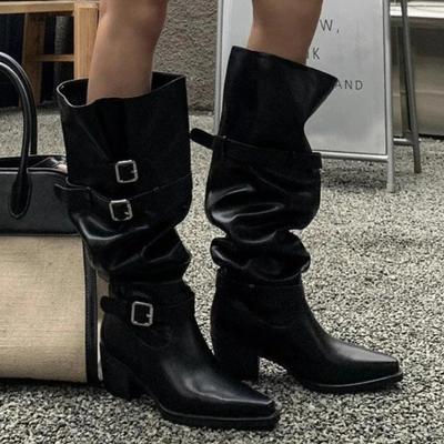 Botas Altas Femininas Bico Fino Designer Sapatos de Salto Moda Mulher Scarpins Botas Chelsea Inverno Novo Tendência Gótica Mujer De Botas