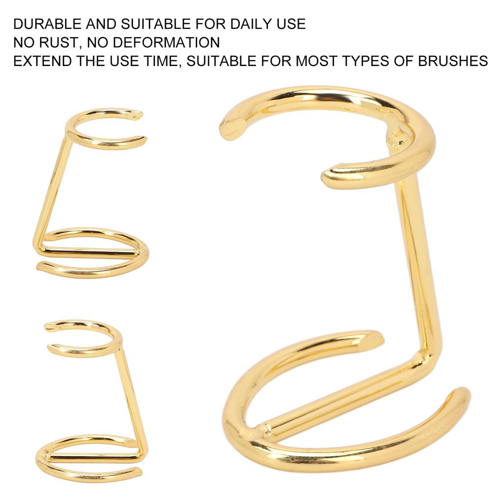 Shave Brush Stand Portable Standard Size Golden Alloy Safety Razor Stand for Men Save Space