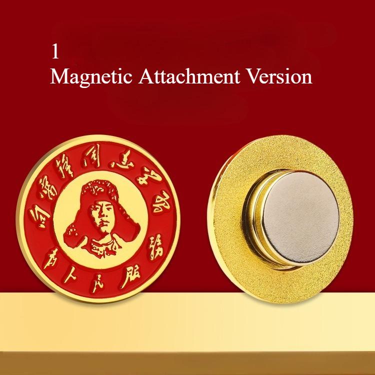 Badge Learning Lei Feng Brooch Volunteer Round Chest Badge Service Medal for the People Commemorative Medal Badge Chest Badge Gift