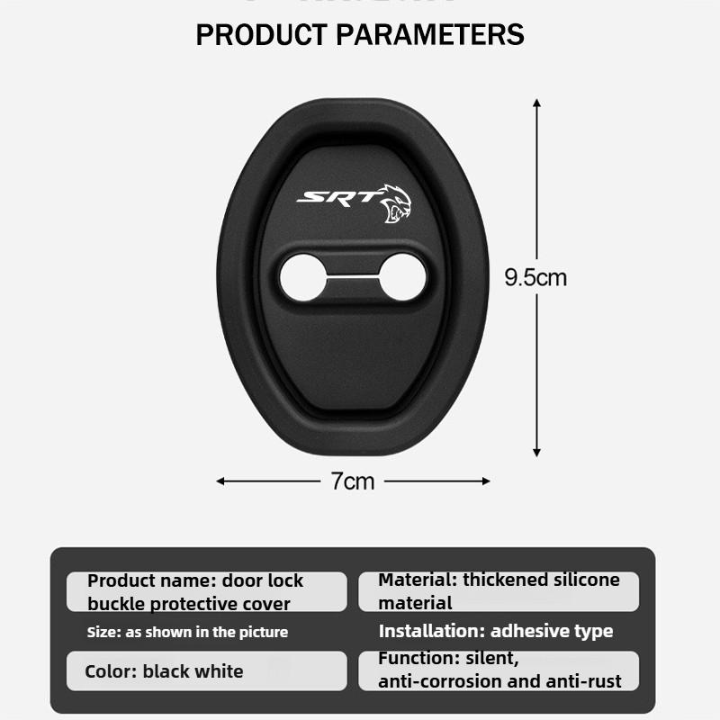 4 pcs Extendable Silicone Car Door Lock Covers Waterproof Rust-proof Protection For Dodge SRT Challenger Hellcat Ram Challenger