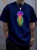 Unisex Black Crew Neck Tee Rainbow Jellyfish Print Oversized Short Sleeve Unisexs Summer Streetwear Casual Daily Basic Wear Top