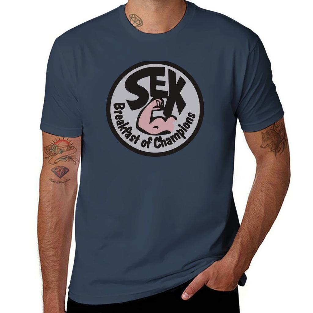 Sex Breakfast of Champions T-Shirt Basic Plain Tee for Spring and Summer