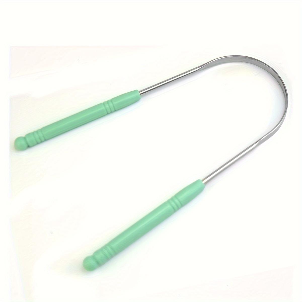 

Stainless Steel Tongue Scraper with Comfort Grip Handle - Reusable, Odor-Free Oral Care Tool for Adults tongue cleaner зелёный