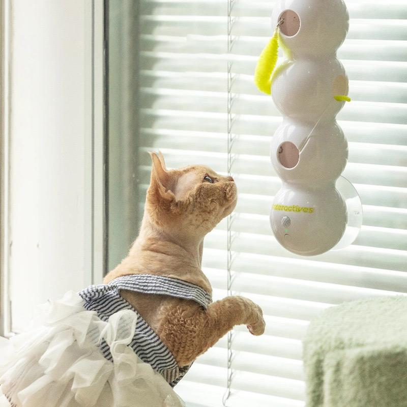 

Intelligent Sensing Interactive Cat Teaser Toy Usb Rechargeable Automatic Caterpillar Stick Funny Electric Pet Cat Playing Toy белый