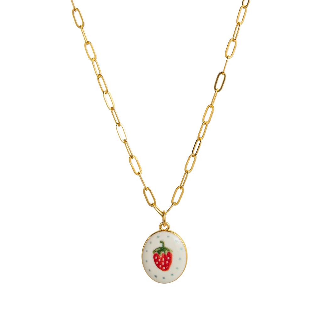 Niche and Refreshing Plant Series Necklace DIY Lemon Strawberry Bowknot Trend Necklaces